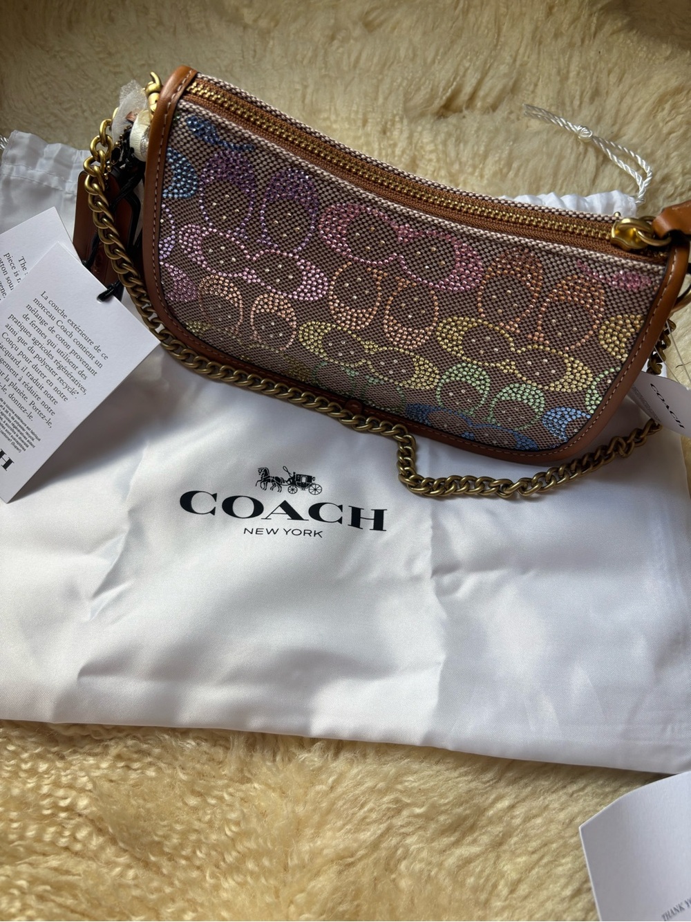 Coach Swinger Bag 20 With Chain In Crystal Signature Jacquard